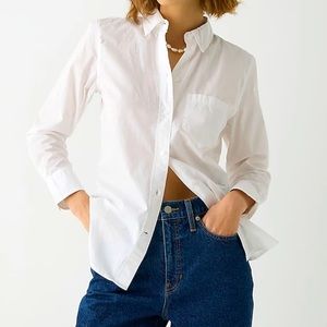 Tall classic fit washed cotton poplin shirt white organic cotton button down 10T